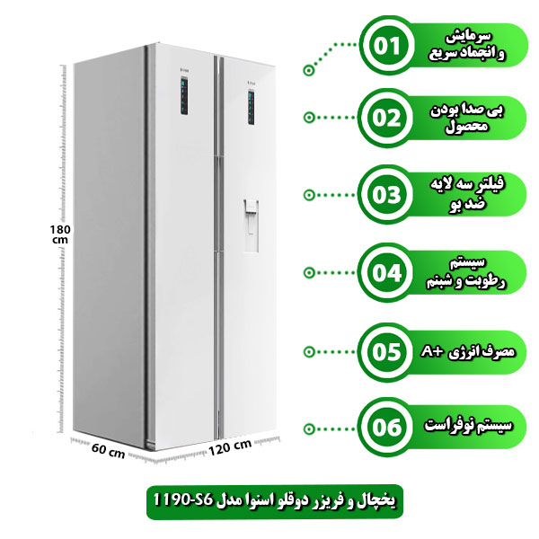 یخچال-و-فریزر-دوقلو-اسنوا-مدل-S6-1190