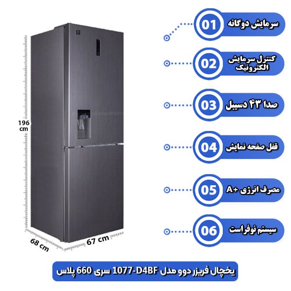 یخچال-فریزر-دوو-مدل-D4BF-1077-سری-660-پلاس
