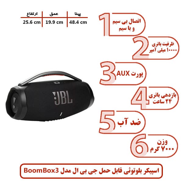 اسپیکر بلوتوثی قابل حمل جی بی ال مدل BoomBox 3