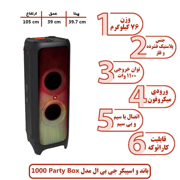 باند و اسپیکر جی بی ال مدل Party Box 1000